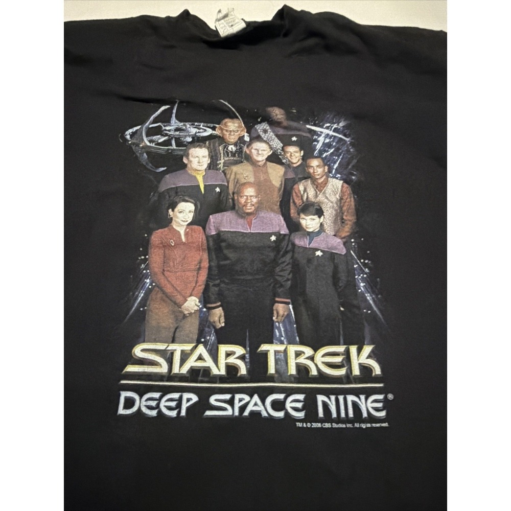 Vintage Star Trek Deep Space Nine Shirt XL Black Y2K DS9 Crew Graphic T-Shirt